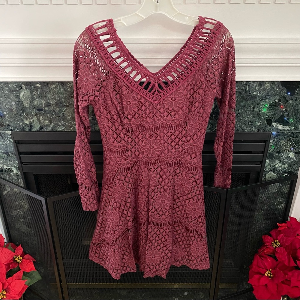 Altar'd State Crochet Long Sleeve Dress
